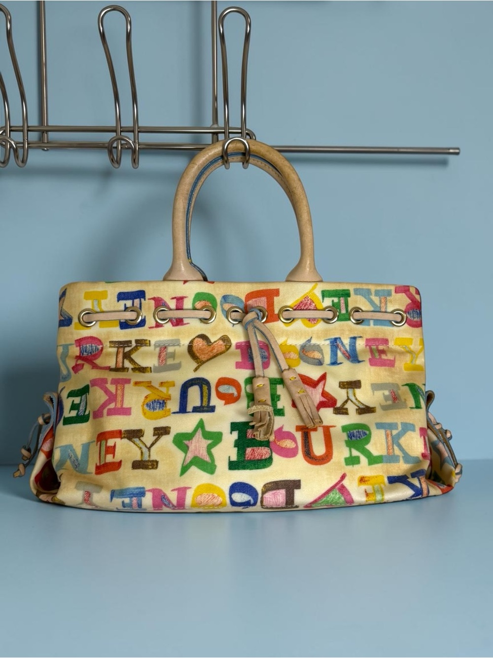 VTG Dooney And Bourke Graffiti Monogram Colorful Purse Coated Canvas Y2K Vintage